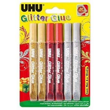 Uhu Glitter Glue, 6x10ml