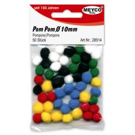 Pom Pom bunt, 10mm, 50 Stck