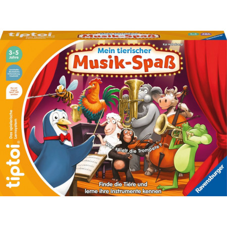 Ravensburger tiptoi Spiel 00169 Mein tierischer Musik-Spaß, Lernspiel für 1-4 Kinder von 3-5 Jahren