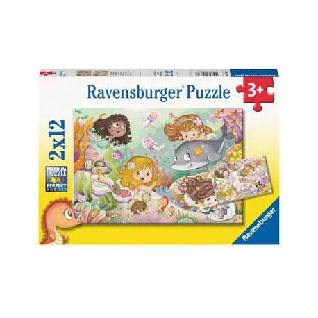 Ravensburger Kinderpuzzle - 05663 Kleine Feen und Meerjungfrauen - 2x12 Teile Puzzle für Kinder ab 3