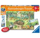 Ravensburger Kinderpuzzle - 05673 Tiere im Wald und auf der Wiese - 2x12 Teile + Wissensposter, Wies