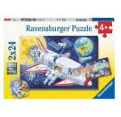 Ravensburger Kinderpuzzle - 05665 Reise durch den Weltraum - 2x24 Teile Puzzle für Kinder ab 4 Jahre