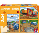 Schmidt Spiele Kinderpuzzle Auf der Baustelle, 3x24 Teile