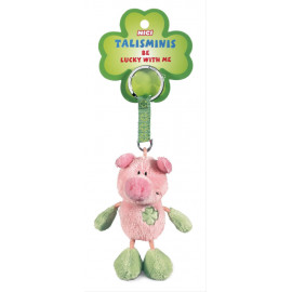NICI Schlüsselanhänger Schwein rosa-grün 7cm