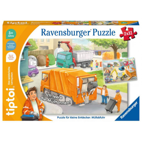 Ravensburger tiptoi Puzzle 00138 Puzzle für kleine Entdecker: Müllabfuhr, Kinderpuzzle ab 3 Jahren,