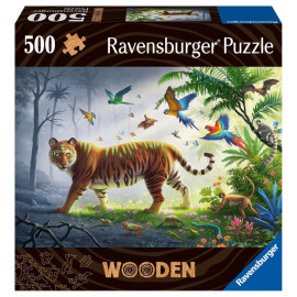 Ravensburger Puzzle 17514 - Tiger im Dschungel - 500 Teile Holzpuzzle, mit individuellen Puzzleforme