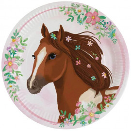 8 Teller Beautiful Horses rund Papier 23 cm