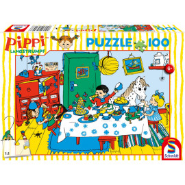 Puzzle  100  Teile  Pippi,Kaffeekränzchen mi Teile  Pippi