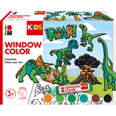 Marabu KiDS Window Color Set Dinosaurier, 6 x 25 ml