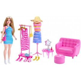 Barbie Stylistin und Kleiderschrank (Puppe & Accy)