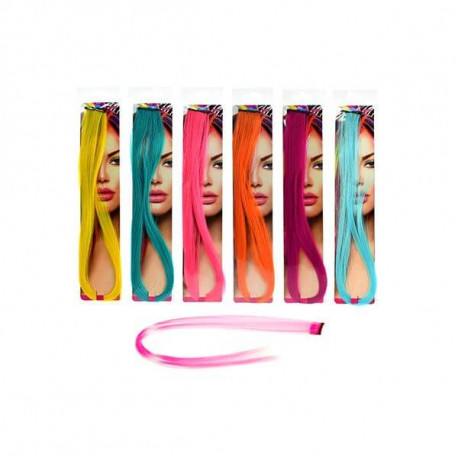 TOITOYS Fluoreszierende Farbe Haarverlängerung 50cm, 6-fach sortiert