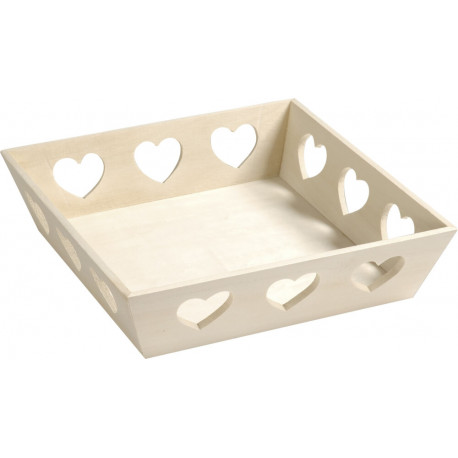 Holztablett m.herz 31x31x8cm