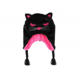 Mütze mit Zöpfen Cuties Katze Schwarz