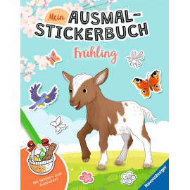 Ravensburger Mein Ausmalstickerbuch Frühling - Großes Buch mit über 300 Stickern, viele Sticker zum