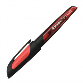 Schulfüller mit Anfänger-Feder A - STABILO EASYbuddy in schwarz/rot - Schreibfarbe blau (löschbar) -