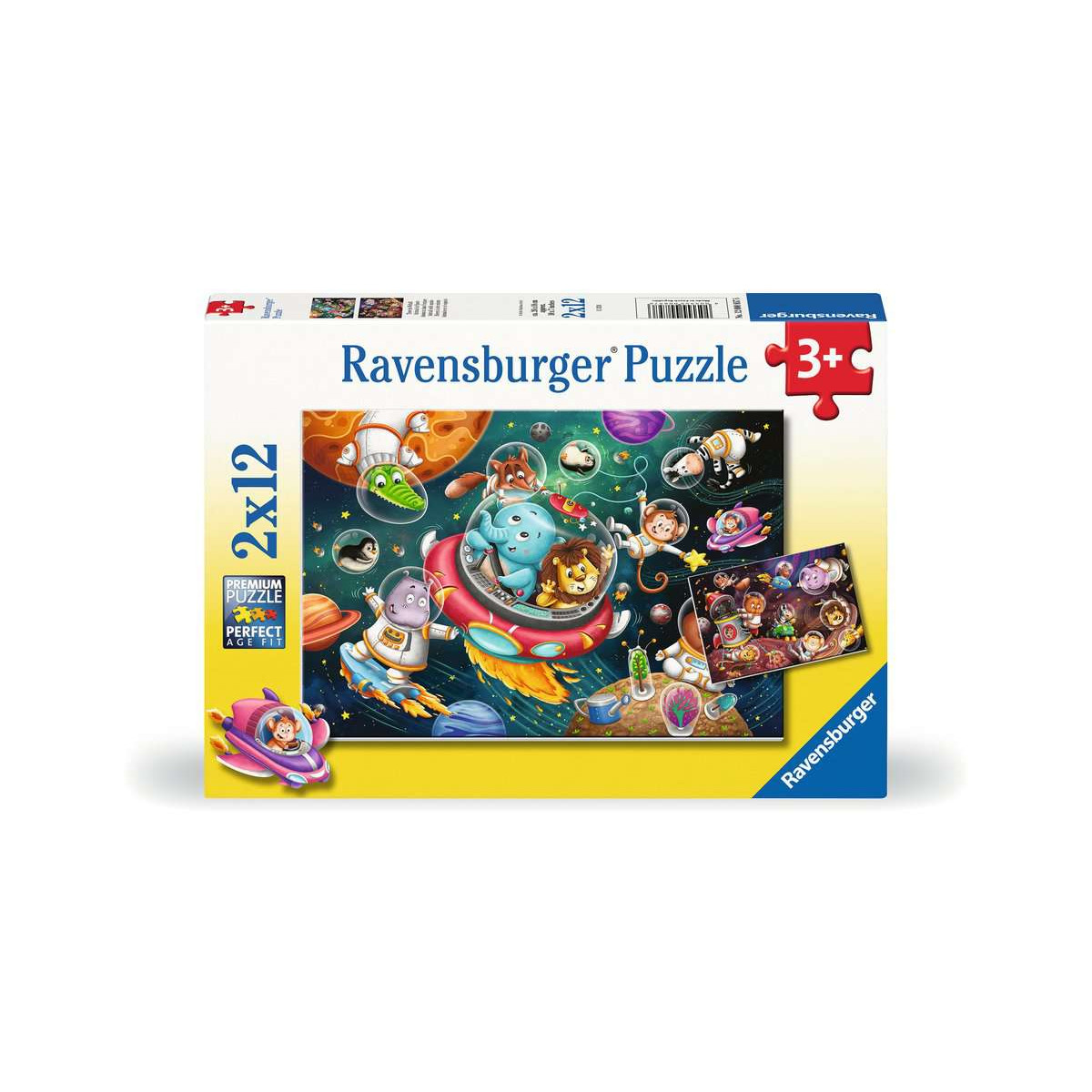 Ravensburger Kinderpuzzle - 12000857 Tiere im Weltall - 2x12 Teile ...