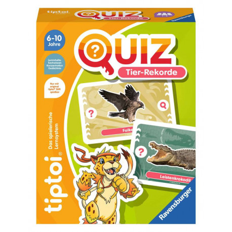 Ravensburger tiptoi 00194 Quiz Tier-Rekorde, Quizspiel für Kinder ab 6 Jahren, für 1-4 Spieler