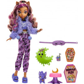 Monster High Puppe und Pyjamapartyzubehör, Clawdeen Wolf, Schaurig schöne Pyjamaparty