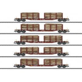 Märklin 47154 - H0 Rungenwagen-Set Holztransport