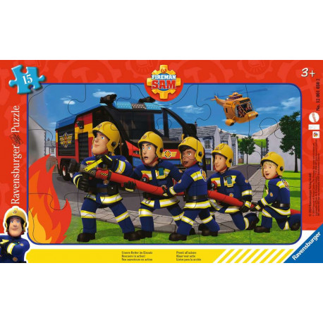 Ravensburger Kinderpuzzle 12001030 - Unsere Retter im Einsatz -  15 Teile Fireman Sam Rahmenpuzzle für Kinder ab 3 Jah