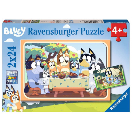 Ravensburger Kinderpuzzle 05711 - Auf gehts! -  2x24 Teile Bluey Puzzle für Kinder ab 4 Jahren