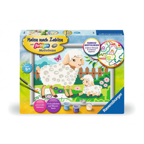 Ravensburger Malen nach Zahlen 23764 - Schaf mit Lämmchen - Kinder ab 9 Jahren
