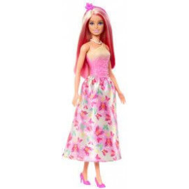Barbie Royal-Puppe mit Haaren in Pink und Blond, Rock mit Schmetterlingsmuster und Zubehör