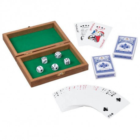 Spielkartenbox mit 5 Würfel und 2 Kartendecks á 54 Karten