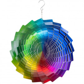 Kinetic Art: Metal Hanging Wind Spinner: 3D Rainbow Fountain