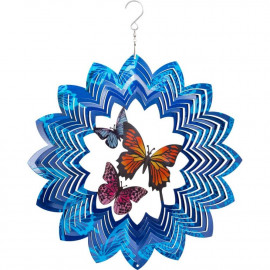 Kinetic Art: Metal Hanging Wind Spinner: 3D Butterflies