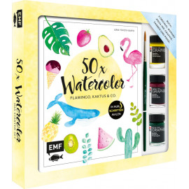 50 x Watercolor – Flamingo, Kaktus & Co. – Starter-Set – Sonderausgabe