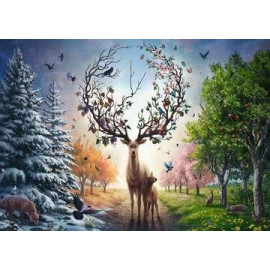 Ravensburger 12001088 Puzzle Der magische Hirsch und die vier Jahreszeiten  1000 Teile