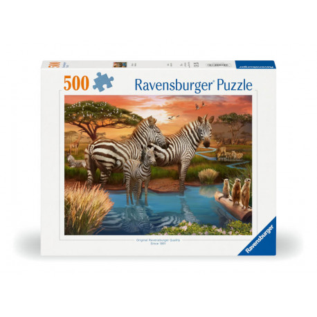 Ravensburger 12000365 Puzzle Zebras am Wasserloch 500 Teile