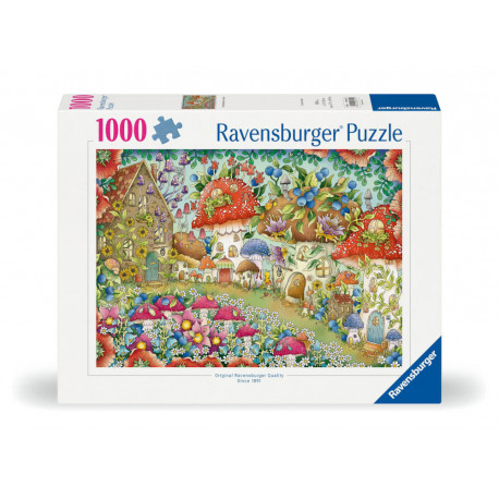 Ravensburger 12000571 Puzzle Niedliche Pilzhäuschen in der Blumenwiese 1000 Teile