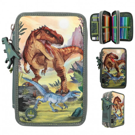 Dino World 3-Fach Federtasche LED Landschaft