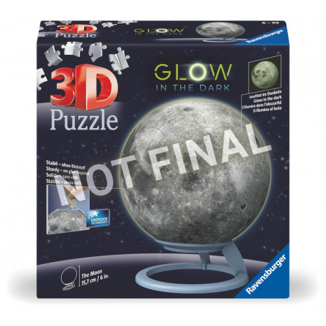Ravensburger 11586 Puzzle Puzzle-Ball Der Mond - Glow-in-the-Dark 3D 72 Teile