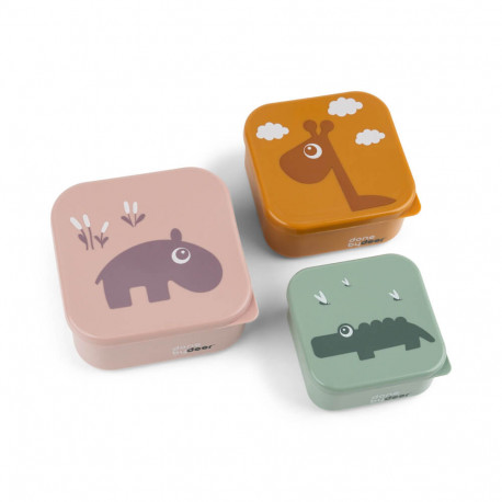 Snackbox-Set 3-er Pack Deer friends Rosa Mix