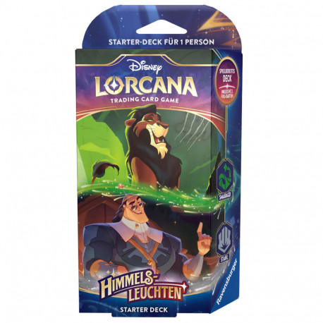 Disney Lorcana Trading Card Game: Himmelsleuchten - Starter Deck Smaragd und Stahl (Deutsch)