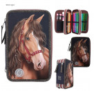 Miss Melody 3 Fach Federtasche LED GLITTER HORSE