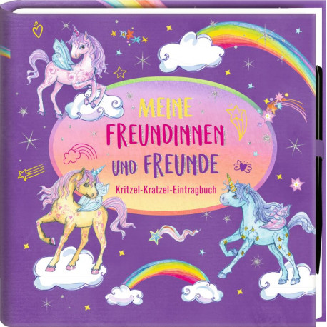 Kritzel-Kr.Freundebuch: Einhorn-Paradies - Meine Freund.&Fr.