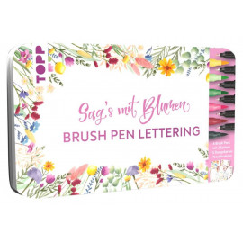 Handlettering Designdose Brush Pens Sag s mit Blumen