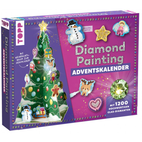 Weihnachtszauber - Der Diamond-Painting-Adventskalender. Mit Material und Werkzeug für 24 Baumanhäng