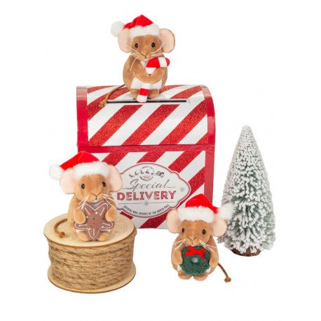 Teddy Hermann Weihnachtsmaus mit Kranz, 11 cm