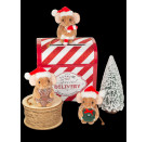 Teddy Hermann Weihnachtsmaus mit Kranz, 11 cm