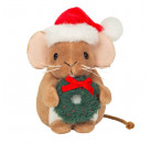 Teddy Hermann Weihnachtsmaus mit Kranz, 11 cm