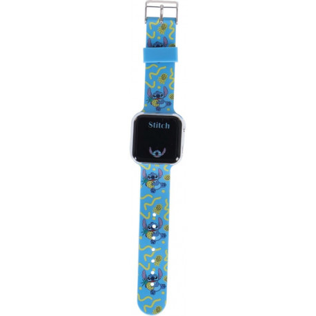 Accutime LED-Kinderuhr Lilo & Stitch (blau), Stitch Digitaluhr mit LED-Anzeige für Uhrzeit und Datum