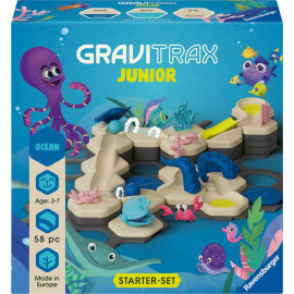 Ravensburger GraviTrax Junior Starter-Set S Ocean - Erweiterbare Kugelbahn für Kinder, Murmelbahn aus umweltfreundlich