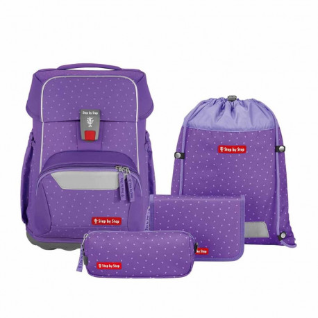 BASIS Schulranzen-Set „Purple Konfetti, 4-teilig