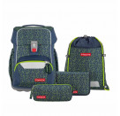 BASIS Schulranzen-Set „Green Geometric, 4-teilig