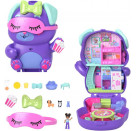 Polly Pocket Übernachtungsparty-Welpen-Spielset mit 1 kleinen Puppe und zwei Hündchen, Spielzeug für